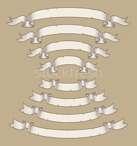 Papyrus Scroll Curved Center Uwards n Downwards Four Sizes 2 Stock photo © nazlisart