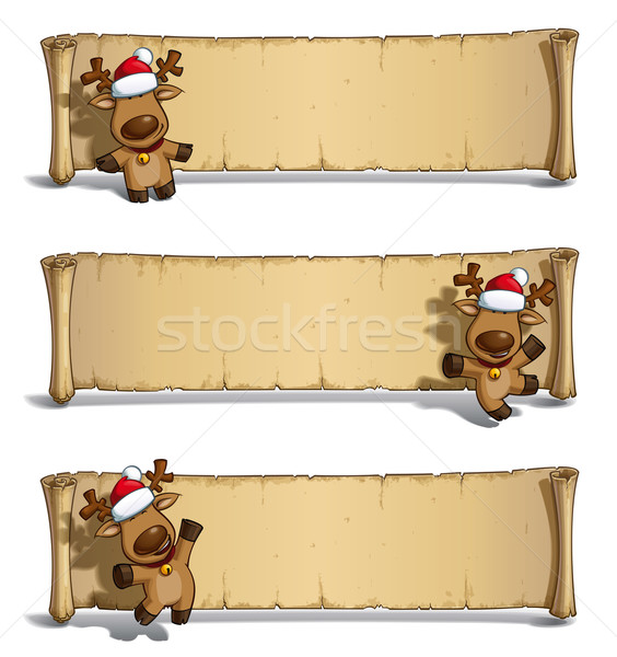 Christmas Elks Papyrus White Background Stock photo © nazlisart