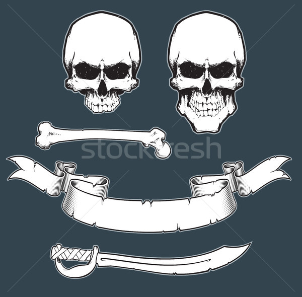пиратских флаг вектора Элементы знак череп Сток-фото © nazlisart
