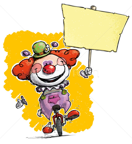 Clown on Unicycle Holding Placard Stock photo © nazlisart