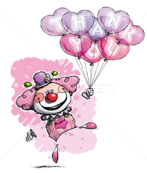 Clown with Heart Balloons Saying Thank You -  Girl Colors Stock photo © nazlisart