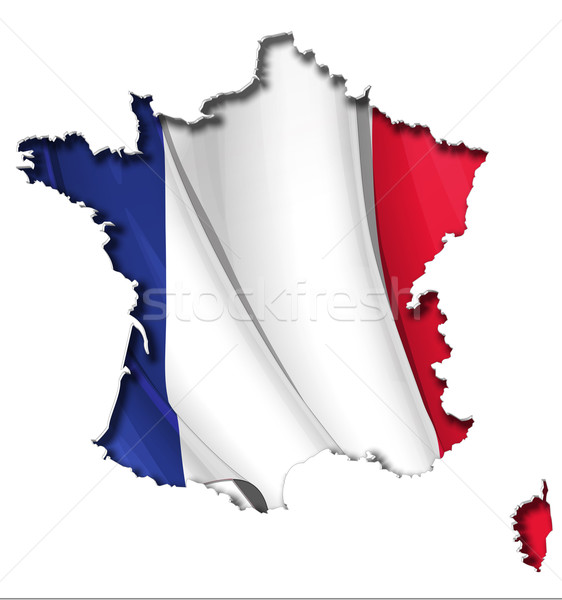 French Map-Flag Stock photo © nazlisart