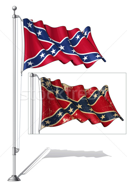 Zászló pólus lázadó integet kopott verzió Stock fotó © nazlisart
