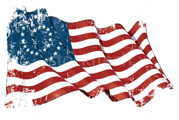 Stock photo: US Civil War Union -37 Star Medallion- Scratched Flag