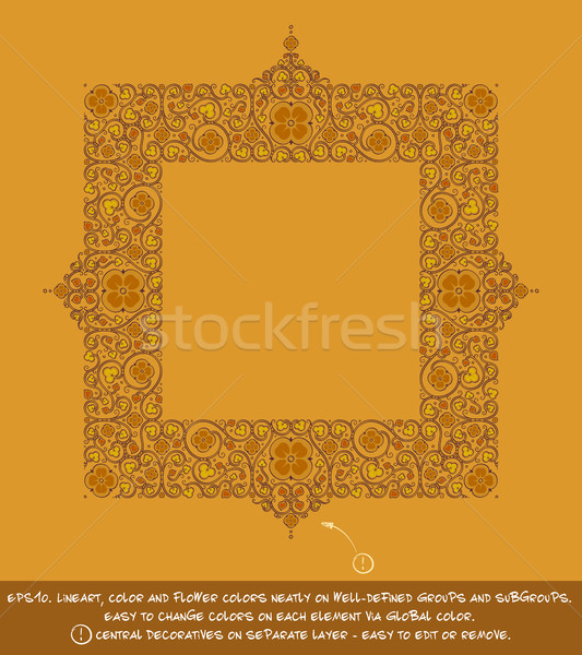 Square Flower Decorative Ornaments - Ochre Stock photo © nazlisart