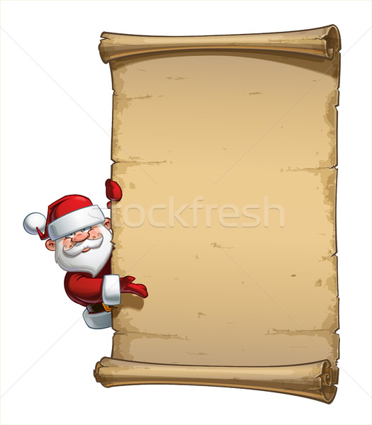 Happy Santa Scroll - Empty Label Presenting Stock photo © nazlisart