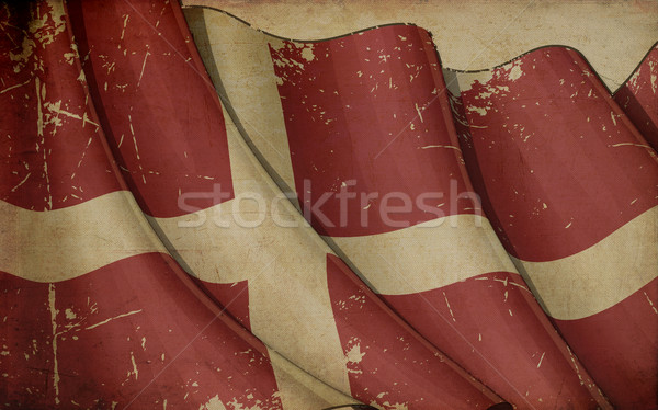 Danish Flag Old Newspaper Stock photo © nazlisart