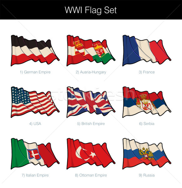 World War One Waving Flag Set Stock photo © nazlisart