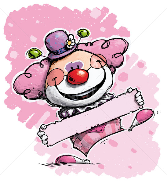Clown Holding a Label - Girl Colors
 Stock photo © nazlisart
