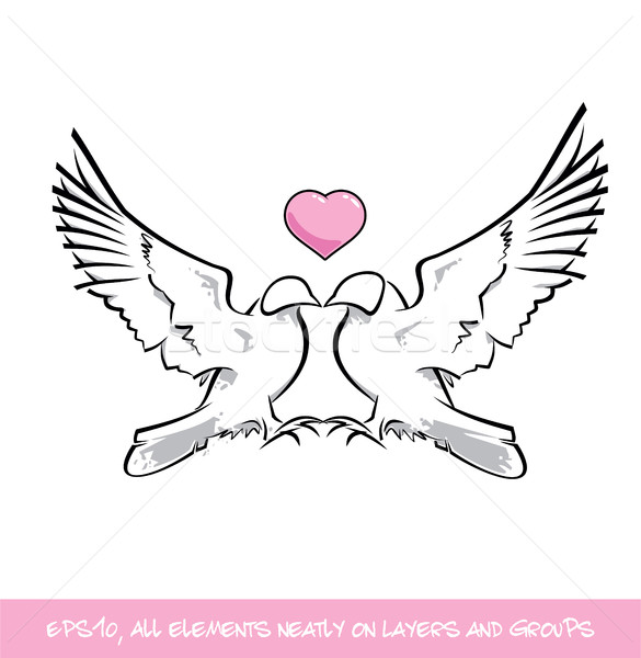 Love Birds Pink Heart Stock photo © nazlisart