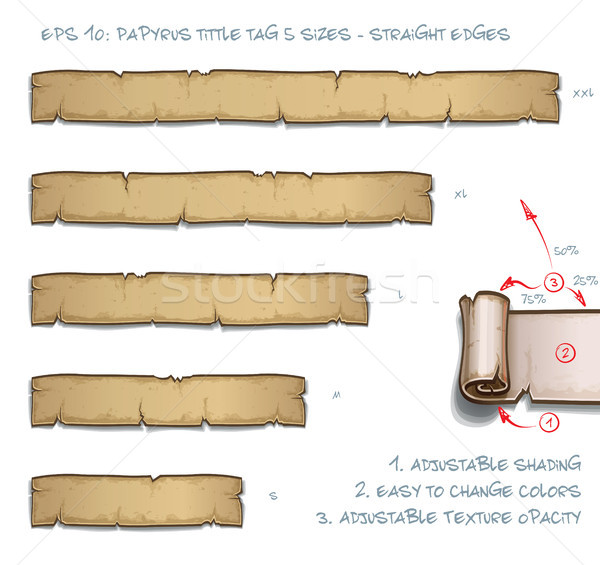 Papirusz címke öt egyenes tekercs szett Stock fotó © nazlisart