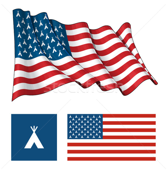 US Teepee Waving and Flat Flag Stock photo © nazlisart