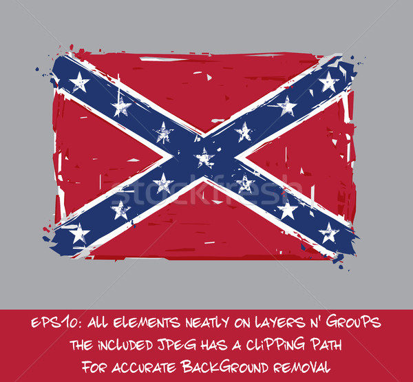 Confederate Rebel Flag Flat - Artistic Brush Strokes and Splashe Stock photo © nazlisart