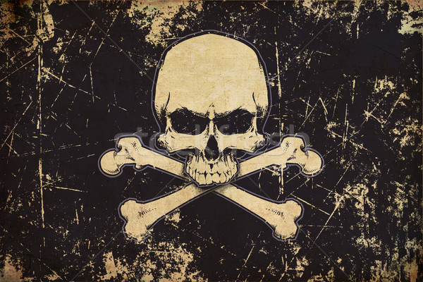 Pirates Jawless Skull and Bones Aged Flat Flag Stock photo © nazlisart