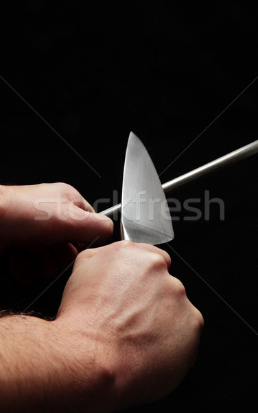 Nóż ręce czarny stali Zdjęcia stock © ndjohnston