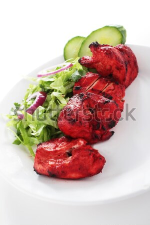 Kip indian kebab vlam gegrild salade Stockfoto © neillangan