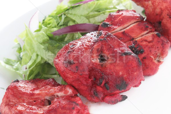 Pui indian kebab flacără gratar salată Imagine de stoc © neillangan