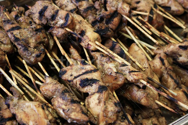 Barbecue kip varkensvlees vlees koken lunch Stockfoto © neillangan