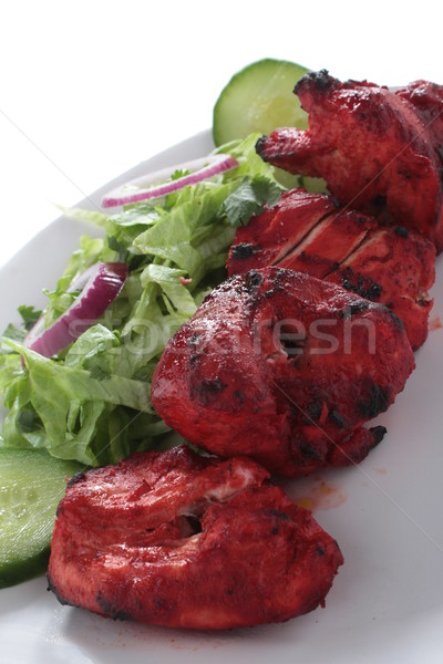 商業照片: 雞 · 印度 · 烤肉串 · 火焰 · 烤 · 沙拉