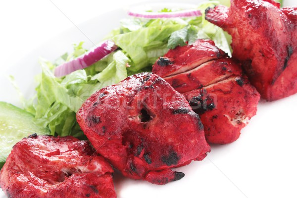 Poulet indian kebab flamme grillés salade [[stock_photo]] © neillangan