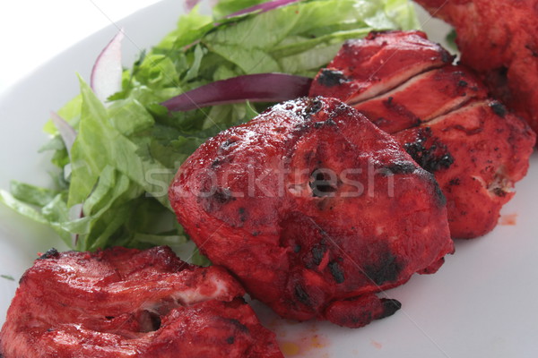 Huhn indian kebab Flamme gegrillt Salat Stock foto © neillangan