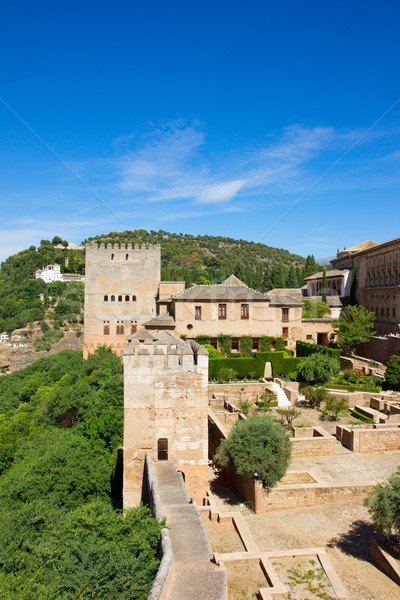 Festung Wand Palast Spanien Baum Stock foto © neirfy