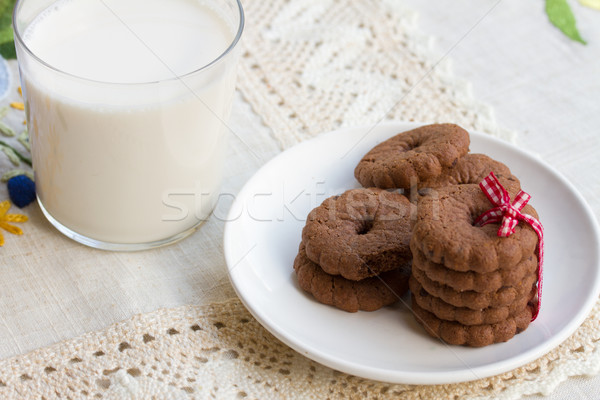 chocolate cookies with milk Stock photo © neirfy