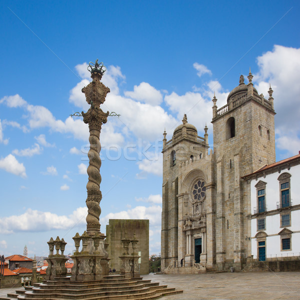 Pillory and  Se Cathedral in Porto Stock photo © neirfy