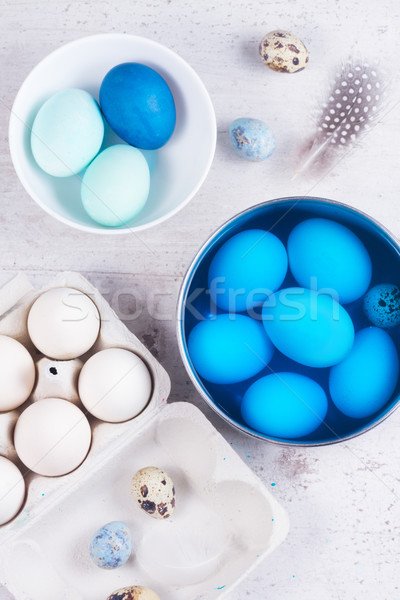 Festmény tojások húsvét felső kilátás jelenet Stock fotó © neirfy