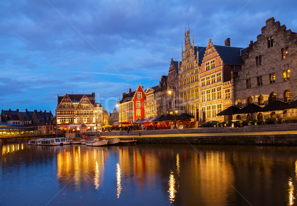 Graslei harbor, Ghent Stock photo © neirfy