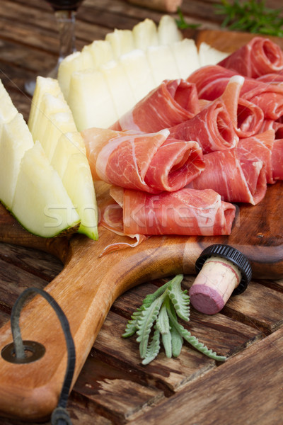 Spagnolo tapas fette carne di maiale prosciutto vino Foto d'archivio © neirfy
