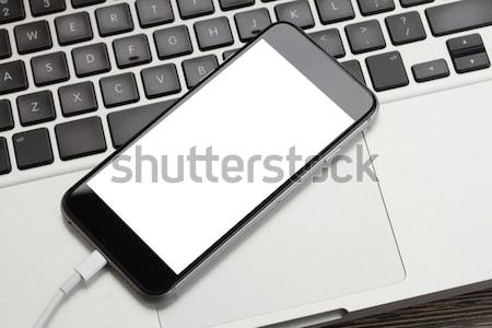 現代 電話 ノートパソコンのキーボード コピースペース 画面 ストックフォト © neirfy
