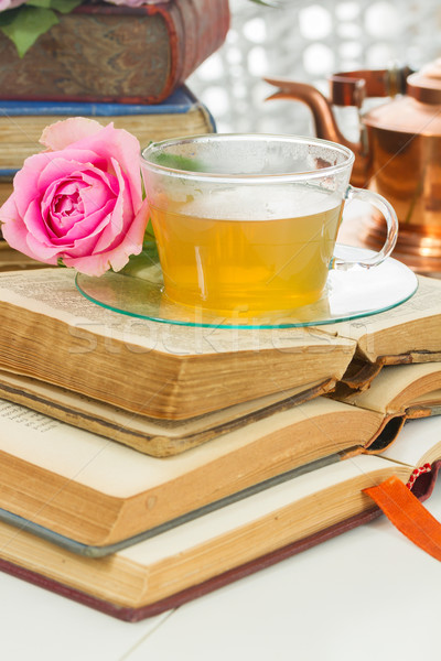 Cup of tee with books Stock photo © neirfy