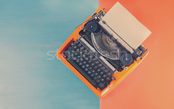 Workspace with vintage orange typewriter Stock photo © neirfy