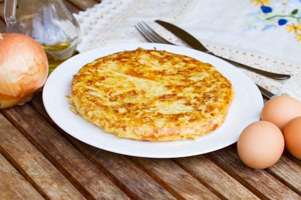 served tortilla  - spanish omelette Stock photo © neirfy
