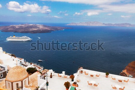 Santorini vulcão navios Grécia céu cidade Foto stock © neirfy