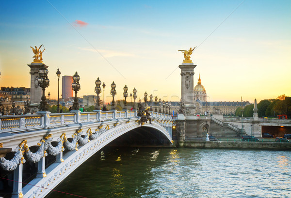橋 日没 パリ フランス レトロな 市 ストックフォト © neirfy