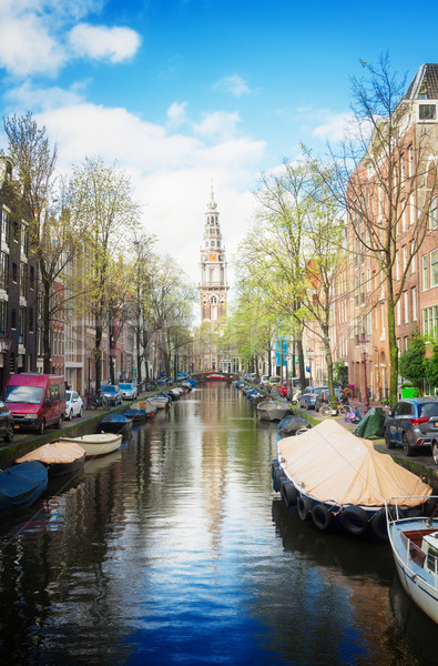 Foto stock: Casas · Países · Bajos · sur · iglesia · canal · espejo