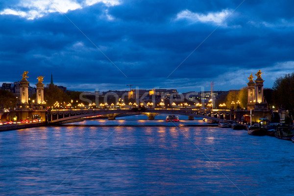 Bridge of Alexandre III at night,  Paris, France Stock photo © neirfy