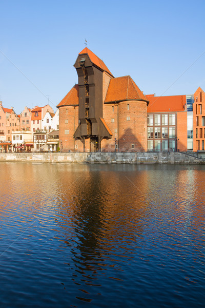 Gdansk grúa agua azul barco río Foto stock © neirfy