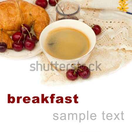 breakfast with fresh black  coffee and croissants Stock photo © neirfy
