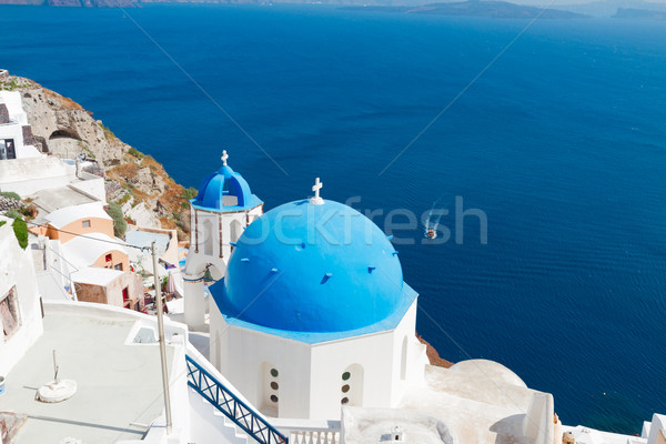 view of caldera with blue domes, Santorini Stock photo © neirfy
