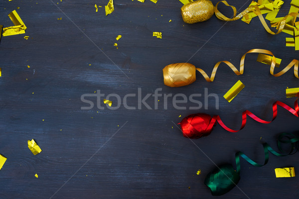 Carnaval decorations on dark wooden background Stock photo © neirfy