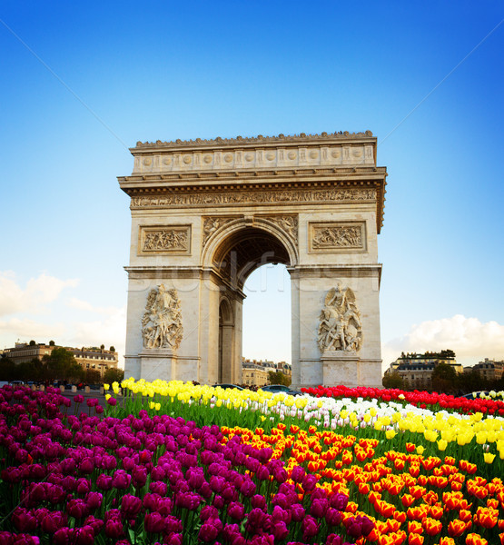 凱旋門 パリ フランス 春 日 レトロな ストックフォト © neirfy