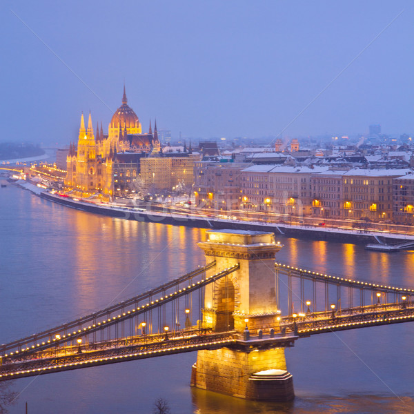 cityscape of  Budapest at night Stock photo © neirfy