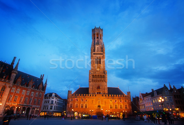 Belfry of Bruges at Grote Markt, Belgium Stock photo © neirfy