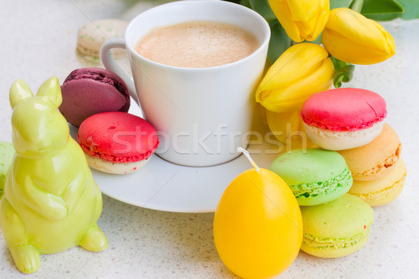 Pascua desayuno blanco taza café vacaciones Foto stock © neirfy