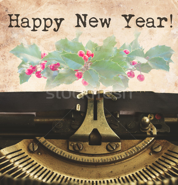 Stock photo: Happy new year typewriter