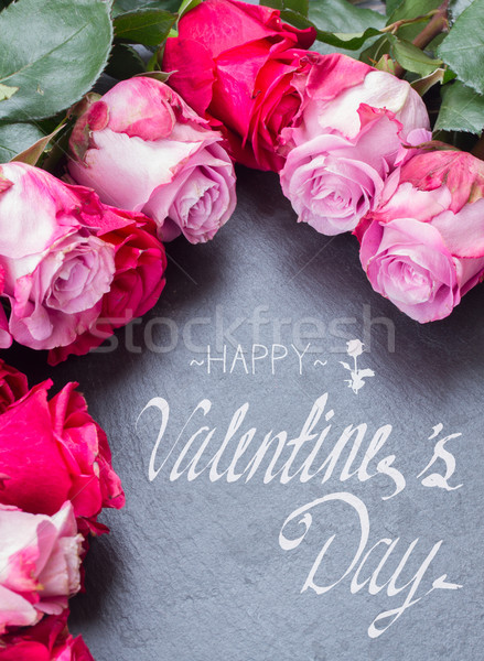 red and pink  roses  on table Stock photo © neirfy