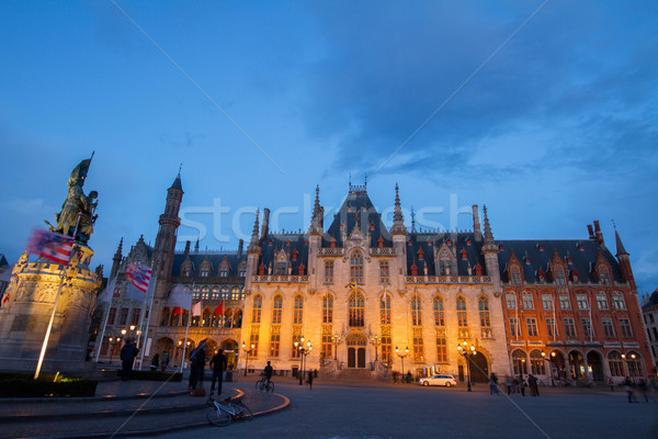 City hall of Bruges at night Stock photo © neirfy